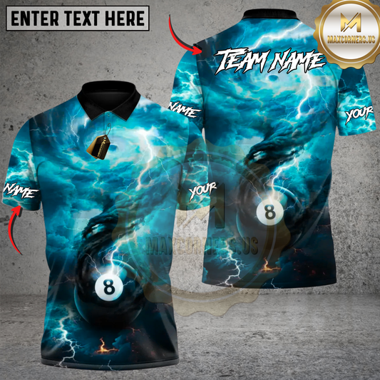 Maxcorners Stormbound 8 Ball Billiards Multicolor Customized Name, Team Name 3D Shirt