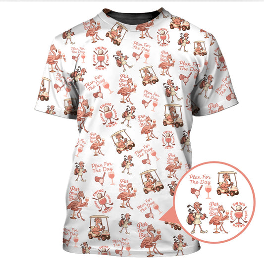 Maxcorners Flamingo Golf Shirt For Golfers, Funny Womens Golf Polos, Pattern Ladies Golf Shirt