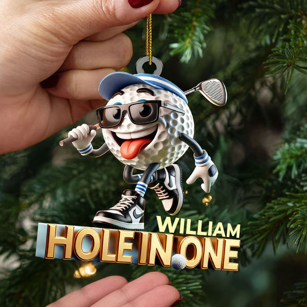 Maxcorners Hole In One Funny Golf Ball Acrylic Ornament, Golf Xmas Ornaments, Golf Christmas Gifts LM1611