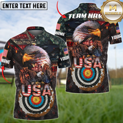 Maxcorners Archery US Pride Eagle Personalized Name, Team Name 3D Unisex Shirt
