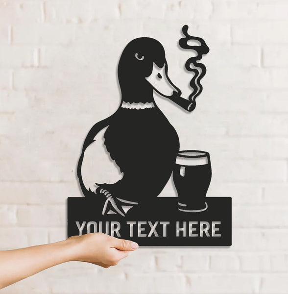 Maxcorners Personalized Funny Duck Metal Sign WITH LED/WITHOUT LED – Unique Hunting Lodge Wall Decor, Gift for Hunters LM0110