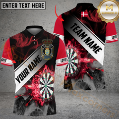 Maxcorners Darts Red Smoke Denmark Flag Dartboard Customized Name, Team Name 3D Unisex Shirt