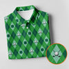Maxcorners Lucky Four Leaf Clover Golf Ball Pattern Argyle Pattern St Patrick's Day Golf Shirt, Polo Shirts For Men
