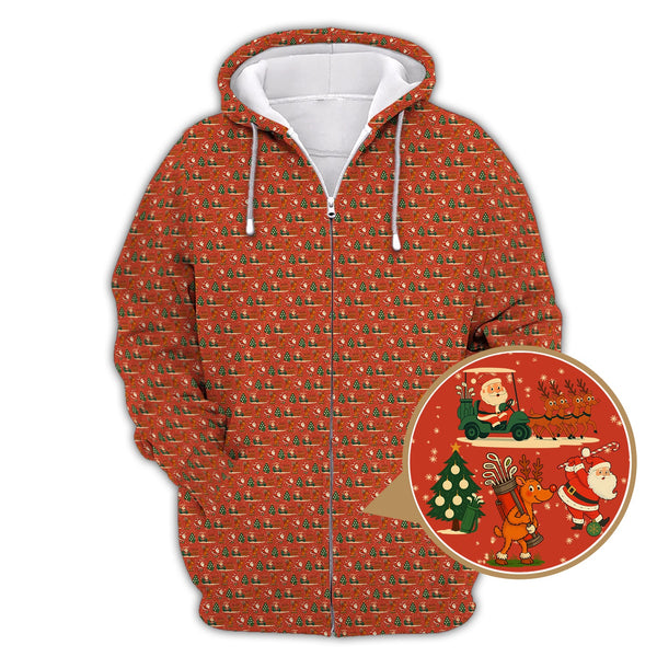 Maxcorners Christmas Golf Shirt, Funny Pattern Golf Shirt, Xmas Golf Shirt For Men