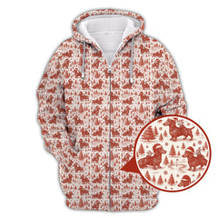 Maxcorners Christmas Golf Shirt, Dachshund Golf Shirt For Men, Pattern Golf Shirt, Toile De Jouy Shirt For Golfer