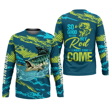 Maxcorners Bass Fishing UPF Shirts, So Good With My Rod I Make Fish Come, Funny Fishing Shirt, Gift For Fisherman