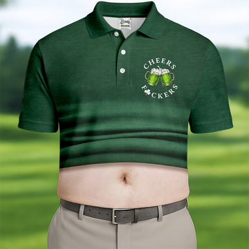 Maxcorners St Patrick's Day Cheers Men's Funny Golf Shirts, Polo Shirts For Men, Golf Shirts For Men | Style 5