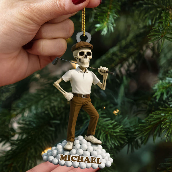 Maxcorners Funny Skeleton Male Golfer Acrylic Ornaments, Golf Christmas Gifts, Funny Golf Presents LM1611