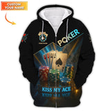Funny Poker Shirts, Custom Name Poker Shirt, Men’s Poker Polos, Kiss My Ace