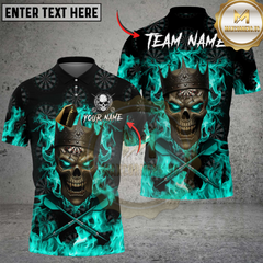 Maxcorners Darts Skull Flame Multicolor Customized Name, Team Name 3D Shirts