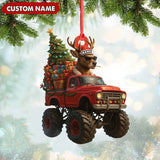 Maxcorners Personalized Funny Deer Truck Acrylic Christmas Ornament – Custom Name Gift for Hunters & Outdoor Lovers LM0411