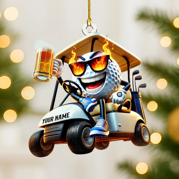 Maxcorners Golf Beer Custom Acrylic Ornaments, Golf Christmas Ornaments, Christmas Golf Gift