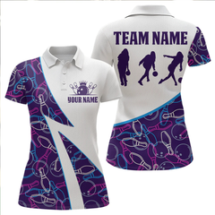 Maxcorners Blue Bowling Custom Men Bowling Shirt Polo & Quarter-Zip Bowling Team Jerseys LM064