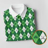 Maxcorners St Patrick's Day Shamrock Argyle Pattern Green And White Argyle Golf Shirt, Polo Shirts For Men, Golf Shirts For Men