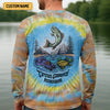 Maxcorners Tie Dyed Pattern Fishing UPF Shirts, Fishing Gifts For Men, Men's Fishing Shirt, Fishing Shirts For Men