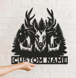 Maxcorners Personalized Deer Hunting Metal Sign WITH LED/WITHOUT LED – Rustic Cabin Wall Decor, Gift for Hunters LM0110