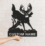 Maxcorners Personalized Deer Hunting Buck Metal Sign WITH LED/WITHOUT LED – Rustic Cabin Wall Decor, Gift for Hunters LM0110