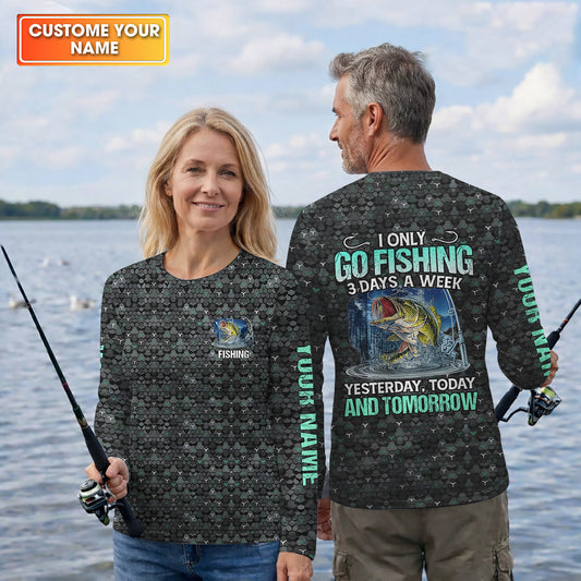Maxcorners Personalized Fishing Shirt, Go Fishing 3 Days A Week Shirt, Fishing UPF Shirts, Funny Fisherman Gift