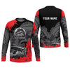 Maxcorners Black Red Bass Fishing Tournament Fishing Shirts, SPF Shirt For Men, Gift For Fisherman