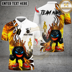 Maxcorners King Flame Bowling Multicolor Customized Name, Team Name 3D Shirts