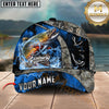 Maxcorners Fishing Water Splash Camo Multi Options Personalized Name 3D Cap (12 Fish Species)