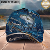 Maxcorners Fishing Heartbeat Hook Pattern Multiple Options Personalized Name 3D Cap (12 Fish Species)