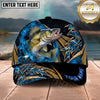 Maxcorners Fishing Blue Tribal Gold Accent Personalized Name 3D Shirt (13 Fish Species)