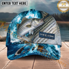 Maxcorners Fishing Ocean Splash Fish Scale Multiple Options Personalized Name 3D Cap  (12 Fish Species)