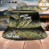 Maxcorners Fishing Dark Aquatic Collage Scale Pattern Personalized 3D Bucket Hat (13 Fish Species)