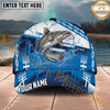 Maxcorners Fishing Blue Water Splash Personalized Name 3D Cap (12 Fish Species)