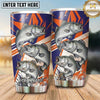 Maxcorners Fishing Tumbler Retro Orange Navy Stripe Design Personalized Name Tumbler (13 Species)