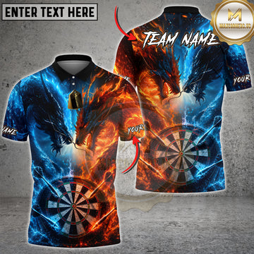 Maxcorners Darts Fire and Ice Dragon Dartboard Multiple Options Personalized Name, Team Name 3D Shirt