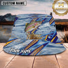 Maxcorners Fishing Blue Geometric Water Splash Personalized Name 3D Bucket Hat (12 Fish Species)