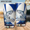 Maxcorners Fishing Tumbler Blue White Racing Stripe Design Personalized Name Tumbler (13 Species)