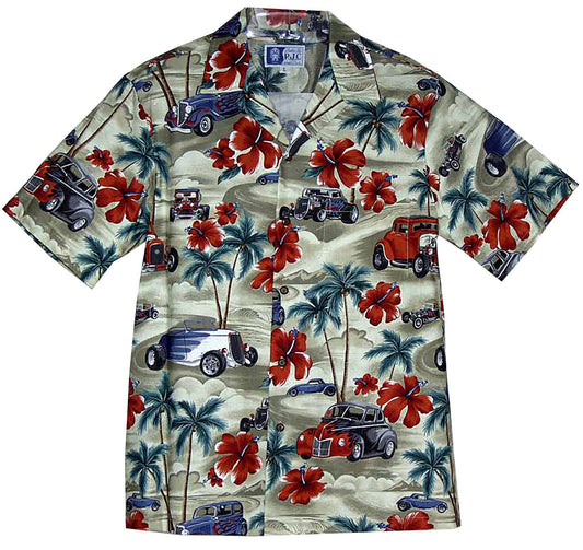 Maxcorners Hibiscus Drag Racers Men's Hawaiian Shirt