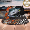 Maxcorners Fishing Green Flame Camo Fishing Scene Personalized Name 3D Bucket Hat (13 Fish Species)