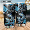 Maxcorners Fishing Tumbler Black Aqua Geometric Grunge Design Personalized Name Tumbler (13 Species)