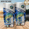 Maxcorners Fishing Tumbler Silver Blue Honeycomb Badge Design Personalized Name Tumbler (13 Species)