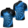 Maxcorners Personalized Blue Dartboard Dragon Flame Darts Shirt For Men Custom Dart Jerseys Polo & 1/4 Zip LM2404