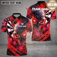 Maxcorners Darts Dark Vibes Mystery Flame Skull With Dartboard Multicolor Customized Name, Team Name 3D Shirts