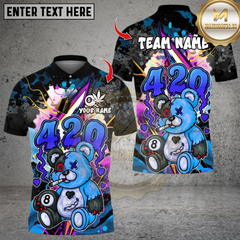 Maxcorners Billiard 420 Teddy Bear With Ball 8 Multicolor Customized Name, Team Name 3D Shirt