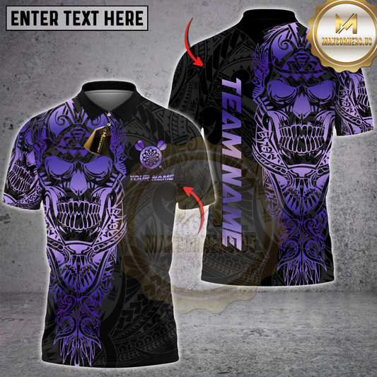 Maxcorners Darts Sport Skull Warrior Tribal Multicolor Customized Name, Team Name 3D Shirts