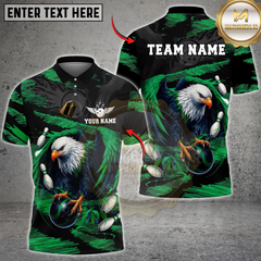 Maxcorners Bald Eagle With Bowling Multicolor Customized Name, Team Name 3D Shirts