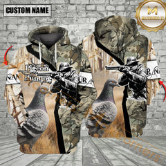 Maxcorners Custom Name Camouflage Pigeon Hunting Legend All Over Print Shirt Best Gift For Hunter