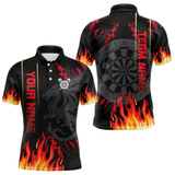 Maxcorners Red Black Dragon Dartboards Custom Flame Dart Shirts For Men, Dart Team Jerseys LM064