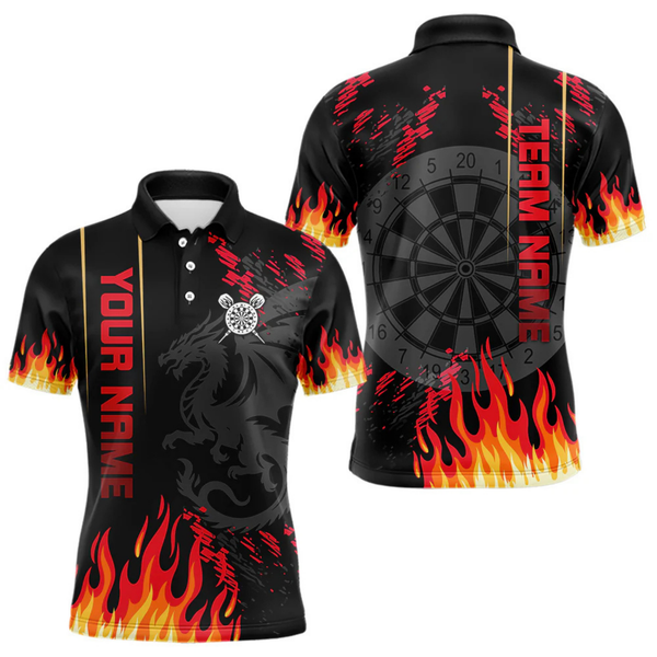 Maxcorners Red Black Dragon Dartboards Custom Flame Dart Shirts For Men, Dart Team Jerseys LM064