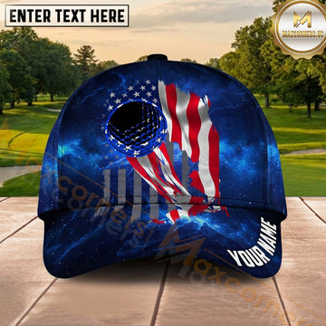 Maxcorners Golf American Flag Cosmic Ball Personalized Name Cap