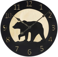 Maxcorners Wooden Bear Carved Wall Clock, Wall Clocks for Living Room Decor, Functional and Decorative Wall Clock for Beach, Lake and Farm TU3012