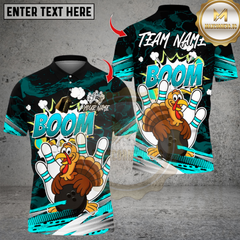 Maxcorners Bowling Turkey Cartoon Bowling Boom Multicolor Customized Name Team Name 3D Shirts