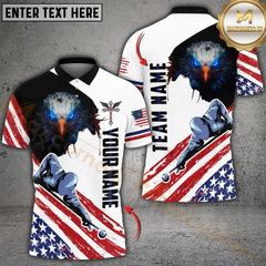 Maxcorners Billiard Bald Eagle USA Flag And Texas Flag Style Personalized Name 3D Shirt